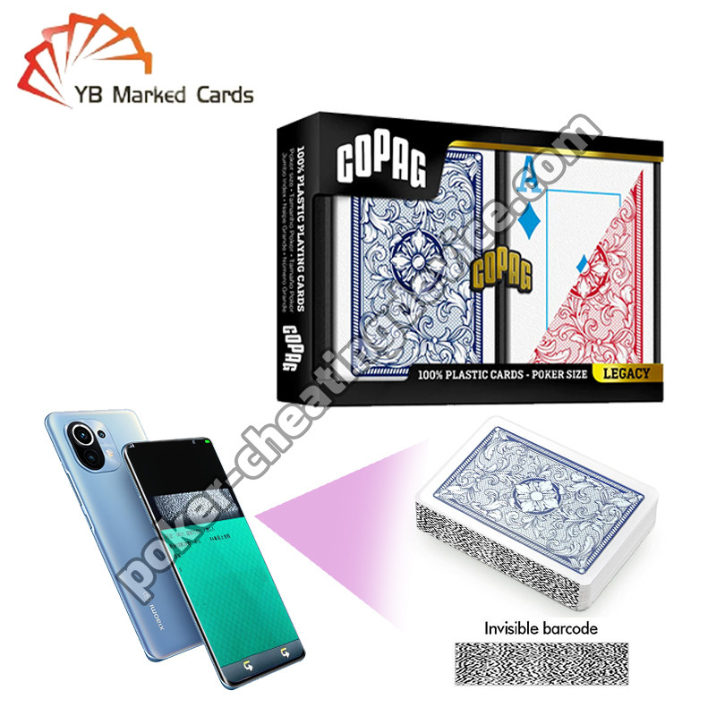 Copag Legacy 4-Kleur 100% Plastic Barcode Cheat Decks Blauw / Rood Dubbel Deck
