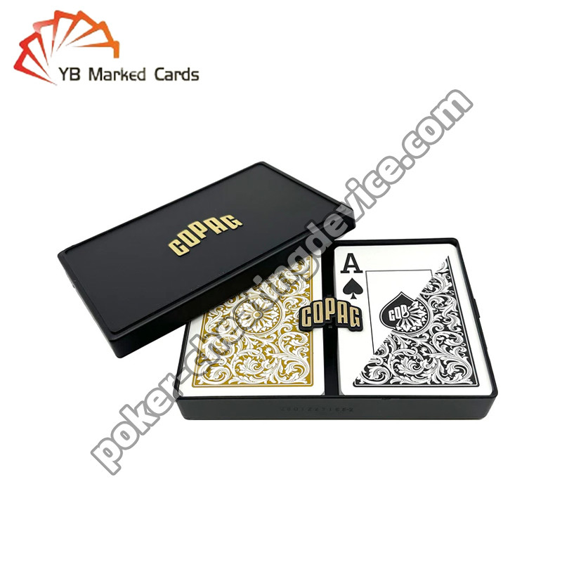 Copag 1546 100% Plastic Invisible Infrared Marked Cards Zwart / Goud Deck Set