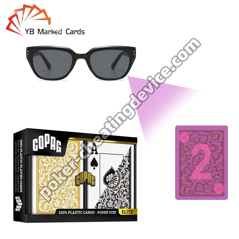 Copag 1546 100% Plastic Invisible Infrared Marked Cards Zwart / Goud Deck Set