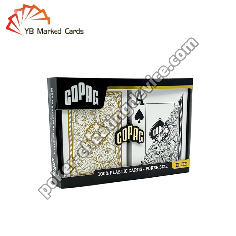 Copag Legacy serie 100% plastic achterkant gemarkeerde kaarten Zwart / goud dek set