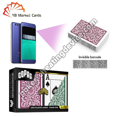 Copag 1546 100% Plastic Stealth Barcode gemarkeerde Poker Decks Bourgogne / Groen