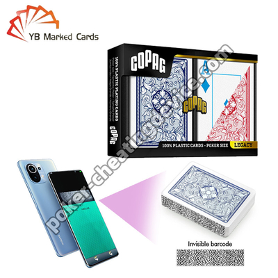Copag Legacy 4-Kleur 100% Plastic Barcode Cheat Decks Blauw / Rood Dubbel Deck