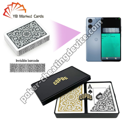 Copag 1546 100% Plastic Barcode Poker Jumbo Index Zwart / Goud Double Deck Set