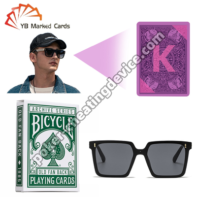 Fiets oude ventilator terug 1885 Invisible Ink Poker gemarkeerde kaarten